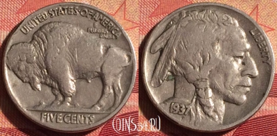 США 5 центов 1937 года, KM# 134, 238i-093
