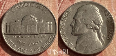 США 5 центов 1940 года, KM# 192, 134p-024 ♛