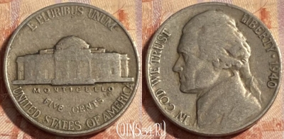 США 5 центов 1940 г., KM# 192, 498р-056
