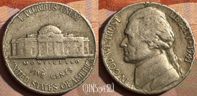 США 5 центов 1941 г., KM# 192, 378s-063 ♛