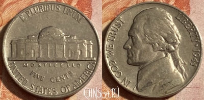 США 5 центов 1941 г., KM# 192, 491р-029 ♛