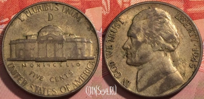 США 5 центов 1945 года, Серебро, KM# 192a, a065-074