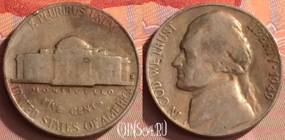 США 5 центов 1949 года D, KM# A192, 226o-127