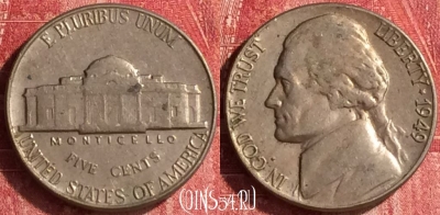 США 5 центов 1949 года, KM# A192, 338o-026