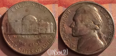 США 5 центов 1962 года, KM# A192, 257o-057