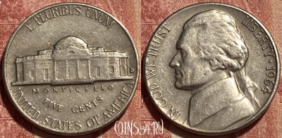 США 5 центов 1964 D, KM# A192, 462q-141