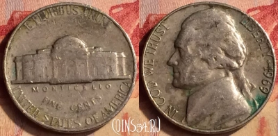 США 5 центов 1969 года S, KM# A192, 404-055