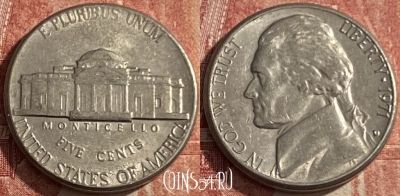 США 5 центов 1971 D, KM# A192, 212q-075