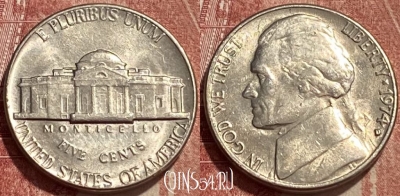 США 5 центов 1974 D, KM# A192, 402q-099