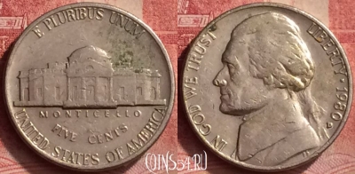 США 5 центов 1980 года D, KM# A192, 052l-121