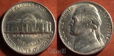 США 5 центов 1984 год, KM# A192, 54-077