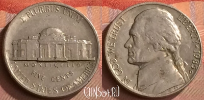 США 5 центов 1985 года D, KM# A192, 253o-039