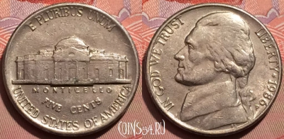 США 5 центов 1986 года P, KM# A192, 247-083