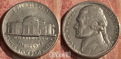США 5 центов 1987 D, KM# A192, 049p-098