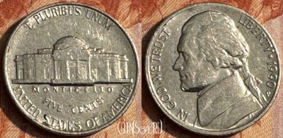 США 5 центов 1990 P, KM# A192, 152s-014