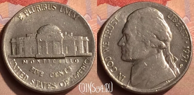 США 5 центов 1991 года P, KM# A192, 424-144