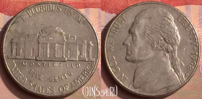 США 5 центов 1998 года P, KM# A192, 448-040