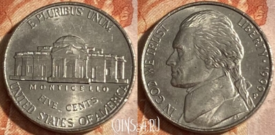 США 5 центов 1999 P, KM# A192, 166r-079 ♛