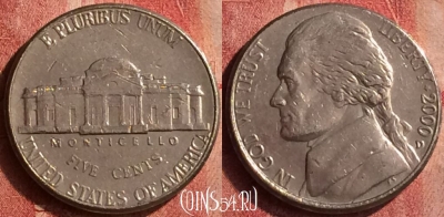 США 5 центов 2000 года D, KM# A192, 401-072