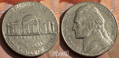 США 5 центов 2001 D, KM# A192, 165s-003