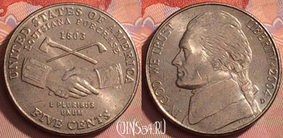 США 5 центов 2004 года D, KM# 360, 202l-066