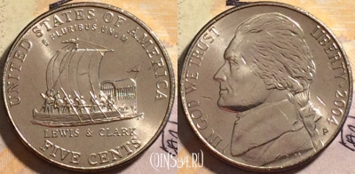 США 5 центов 2004 года P, KM# 361, UNC, 163-004
