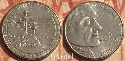 США 5 центов 2005 года D, KM# 369, 488р-046