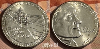 США 5 центов 2005 D, KM# 369, UNC, s512s-076