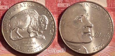 США 5 центов 2005 года P, KM# 368, UNC, 262-116