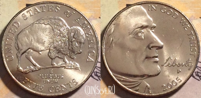 США 5 центов 2005 года P, KM# 368, UNC, 163-006