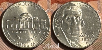 США 5 центов 2006 P, KM# 381, UNC, s509s-131