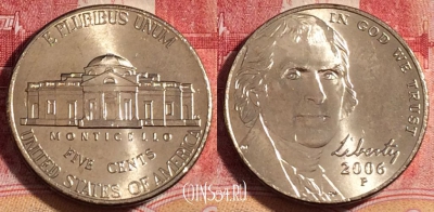 США 5 центов 2006 года P, KM# 381, UNC, 262-115