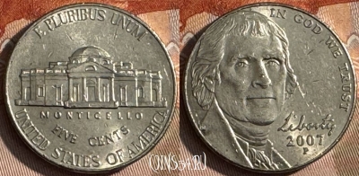 США 5 центов 2007 P, KM# 381, 147s-073