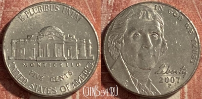 США 5 центов 2007 P, KM# 381, 485р-046