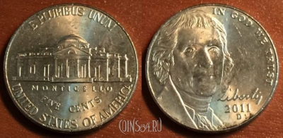 США 5 центов 2011 года, KM# 381, 42-004