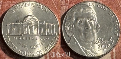 США 5 центов 2018 D, KM# 381, 128s-048