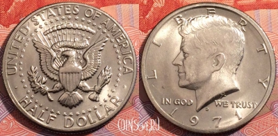 США 50 центов 1971 года D, KM# 202b, a139-090