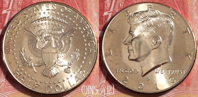 США 50 центов 2013 D, KM# A202b, UNC, 261-010 ♛