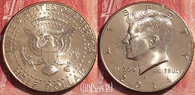 США 50 центов 2014 P, KM# A202b, UNC, 261-014