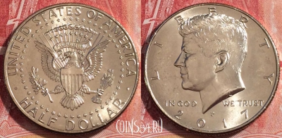 США 50 центов 2017 P, KM# A202b, UNC, 261-024