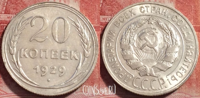 СССР 20 копеек 1929 года, Ag, Y# 88, b060-036