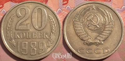 СССР 20 копеек 1989 года, Y# 132, a056-026