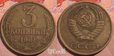 СССР 3 копейки 1981 года, Y# 128a, a064-106
