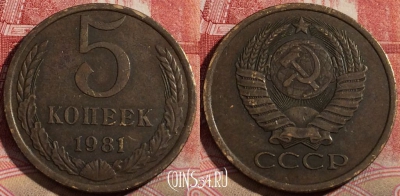 СССР 5 копеек 1981 года, Y# 129a, 216-001