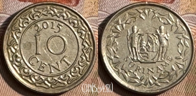 Суринам 10 центов 2015 года, KM# 13a, 438s-128 ♛