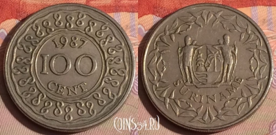 Суринам 100 центов 1987 года, KM# 23, 326-002