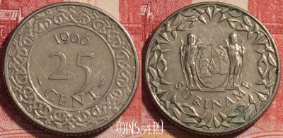 Суринам 25 центов 1966 года, KM# 14, 080c-038