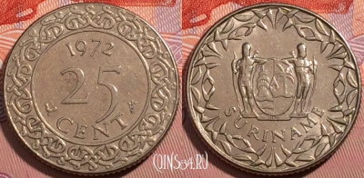 Суринам 25 центов 1972 года, KM# 14, a064-036