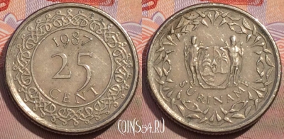 Суринам 25 центов 1987 года, KM# 14a, 148c-125