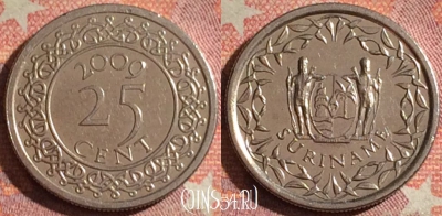 Суринам 25 центов 2009 года, KM# 14a, 121i-126